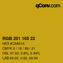 Color code: RGB 201 165 22 | qconv.com