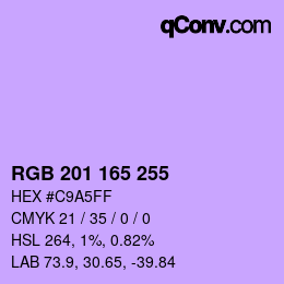 カラーコード: RGB 201 165 255 | qconv.com