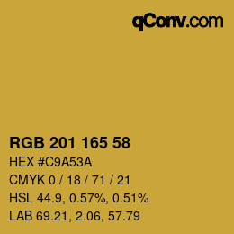 Color code: RGB 201 165 58 | qconv.com