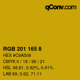 Color code: RGB 201 165 8 | qconv.com
