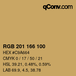 Farbcode: RGB 201 166 100 | qconv.com