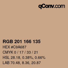 Color code: RGB 201 166 135 | qconv.com