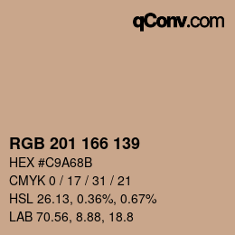 Color code: RGB 201 166 139 | qconv.com
