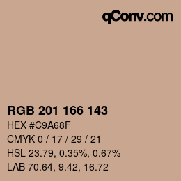 カラーコード: RGB 201 166 143 | qconv.com