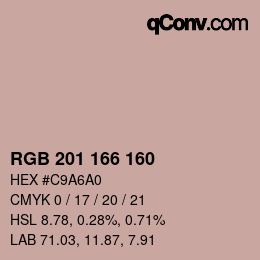 Color code: RGB 201 166 160 | qconv.com