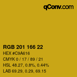 Color code: RGB 201 166 22 | qconv.com