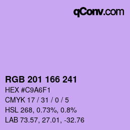 Color code: RGB 201 166 241 | qconv.com