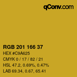 Color code: RGB 201 166 37 | qconv.com