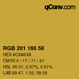 Color code: RGB 201 166 58 | qconv.com