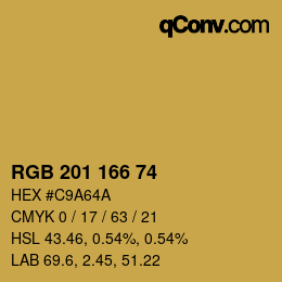 Color code: RGB 201 166 74 | qconv.com