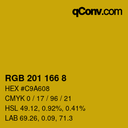 カラーコード: RGB 201 166 8 | qconv.com
