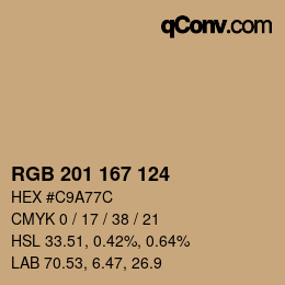 Color code: RGB 201 167 124 | qconv.com