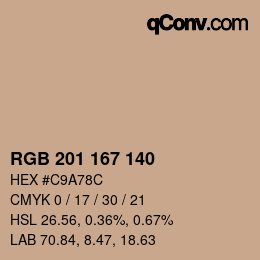 Farbcode: RGB 201 167 140 | qconv.com