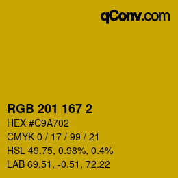 Color code: RGB 201 167 2 | qconv.com