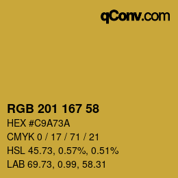 Color code: RGB 201 167 58 | qconv.com