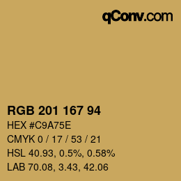 Color code: RGB 201 167 94 | qconv.com
