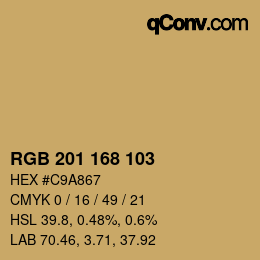 Color code: RGB 201 168 103 | qconv.com