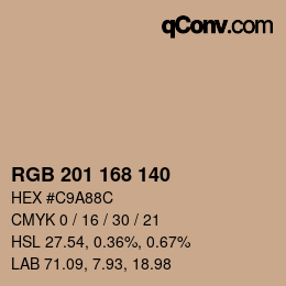 Color code: RGB 201 168 140 | qconv.com