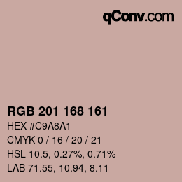 Color code: RGB 201 168 161 | qconv.com