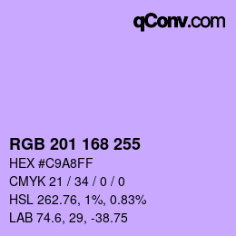 Color code: RGB 201 168 255 | qconv.com