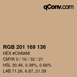 颜色代码: RGB 201 169 136 | qconv.com