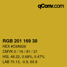 Color code: RGB 201 169 38 | qconv.com