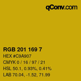 Color code: RGB 201 169 7 | qconv.com