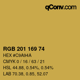 カラーコード: RGB 201 169 74 | qconv.com