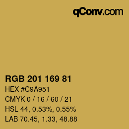 Color code: RGB 201 169 81 | qconv.com