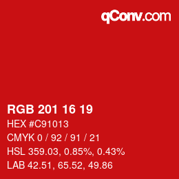 Color code: RGB 201 16 19 | qconv.com