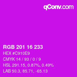 カラーコード: RGB 201 16 233 | qconv.com