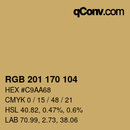 Color code: RGB 201 170 104 | qconv.com