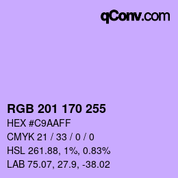 Color code: RGB 201 170 255 | qconv.com