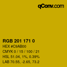 カラーコード: RGB 201 171 0 | qconv.com