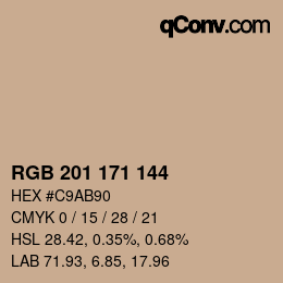 カラーコード: RGB 201 171 144 | qconv.com