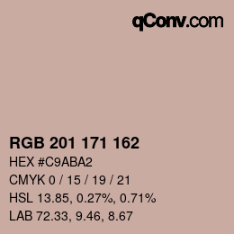 颜色代码: RGB 201 171 162 | qconv.com
