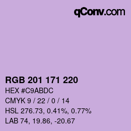 Color code: RGB 201 171 220 | qconv.com