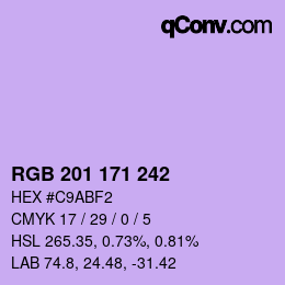 颜色代码: RGB 201 171 242 | qconv.com
