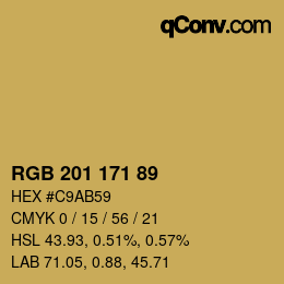 Color code: RGB 201 171 89 | qconv.com