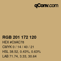 颜色代码: RGB 201 172 120 | qconv.com