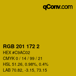 カラーコード: RGB 201 172 2 | qconv.com