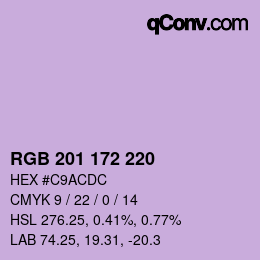 Color code: RGB 201 172 220 | qconv.com