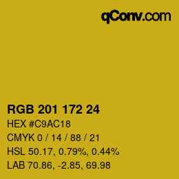 颜色代码: RGB 201 172 24 | qconv.com
