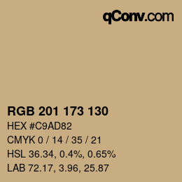 Color code: RGB 201 173 130 | qconv.com