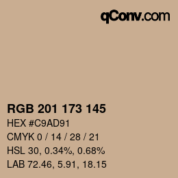 Color code: RGB 201 173 145 | qconv.com