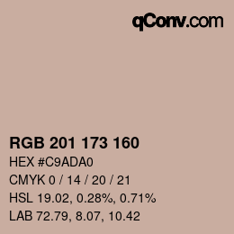 Color code: RGB 201 173 160 | qconv.com