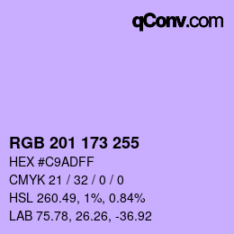 Color code: RGB 201 173 255 | qconv.com