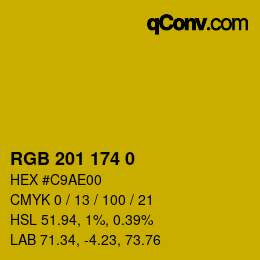 Color code: RGB 201 174 0 | qconv.com