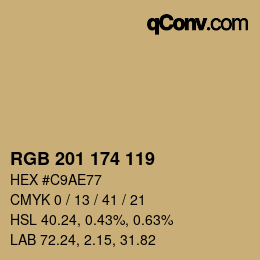 カラーコード: RGB 201 174 119 | qconv.com