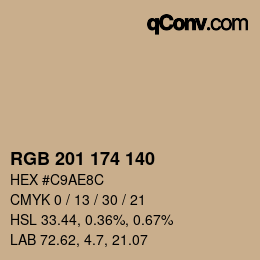 Color code: RGB 201 174 140 | qconv.com